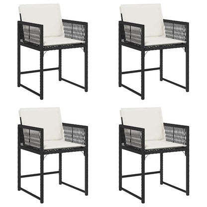 vidaXL Garden Chairs with Cushions 4 pcs Black Poly Rattan