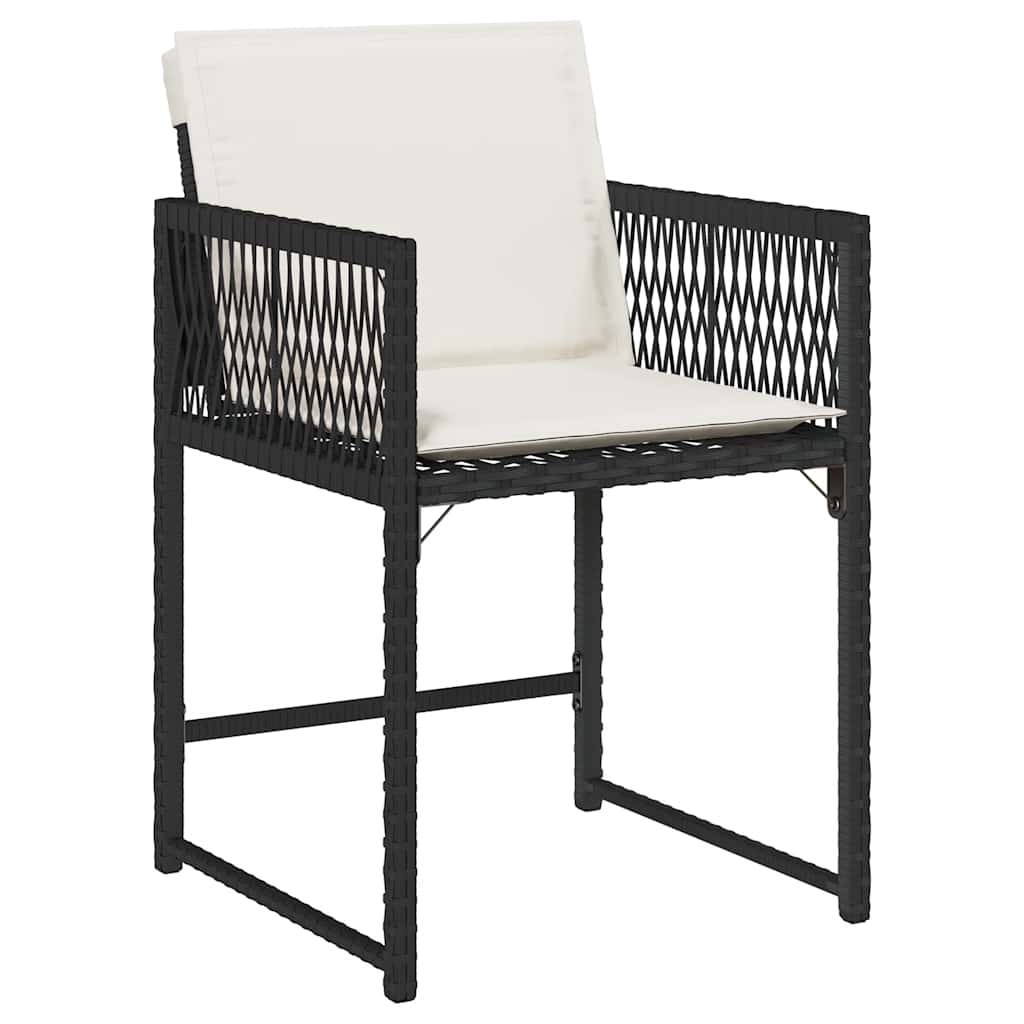 vidaXL Garden Chairs with Cushions 4 pcs Black Poly Rattan