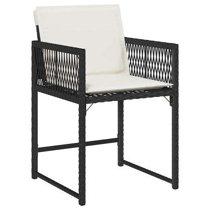 vidaXL Garden Chairs with Cushions 4 pcs Black Poly Rattan
