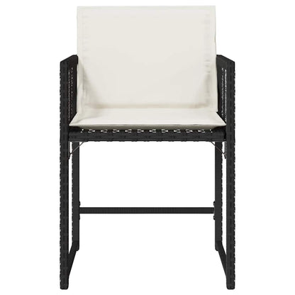 vidaXL Garden Chairs with Cushions 4 pcs Black Poly Rattan