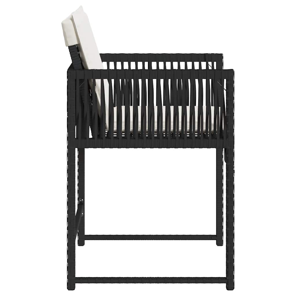 vidaXL Garden Chairs with Cushions 4 pcs Black Poly Rattan