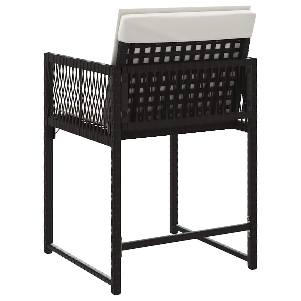 vidaXL Garden Chairs with Cushions 4 pcs Black Poly Rattan