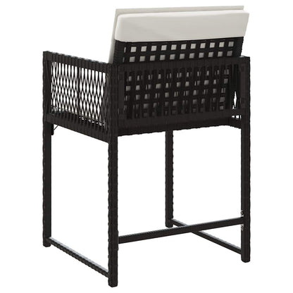 vidaXL Garden Chairs with Cushions 4 pcs Black Poly Rattan