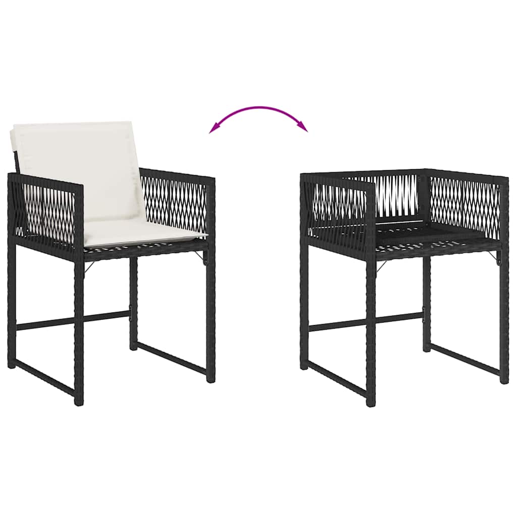 vidaXL Garden Chairs with Cushions 4 pcs Black Poly Rattan