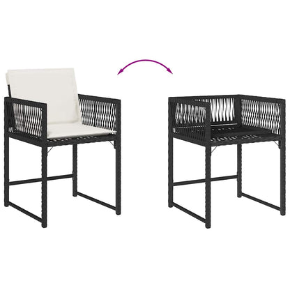 vidaXL Garden Chairs with Cushions 4 pcs Black Poly Rattan