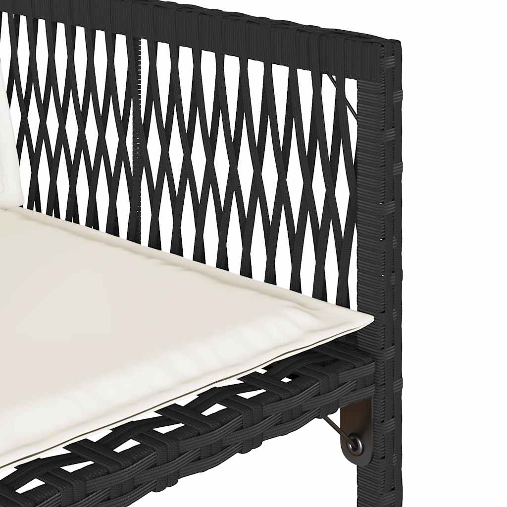 vidaXL Garden Chairs with Cushions 4 pcs Black Poly Rattan