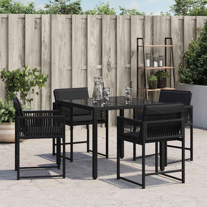 vidaXL Garden Chairs with Cushions 4 pcs Black Poly Rattan