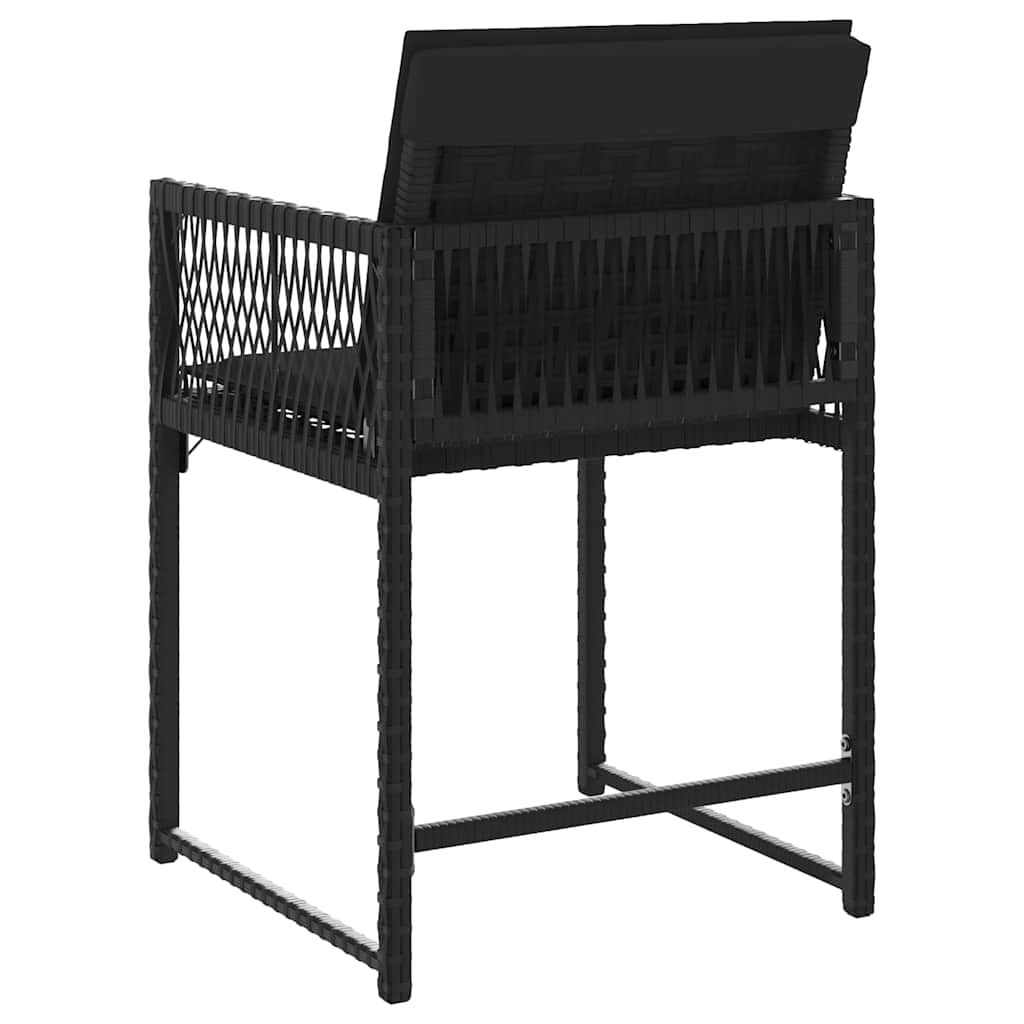 vidaXL Garden Chairs with Cushions 4 pcs Black Poly Rattan