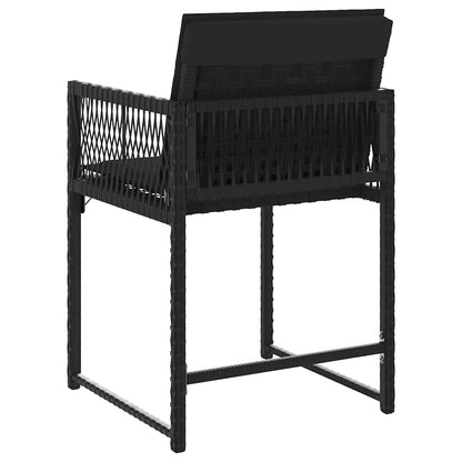 vidaXL Garden Chairs with Cushions 4 pcs Black Poly Rattan