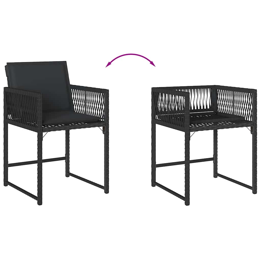 vidaXL Garden Chairs with Cushions 4 pcs Black Poly Rattan