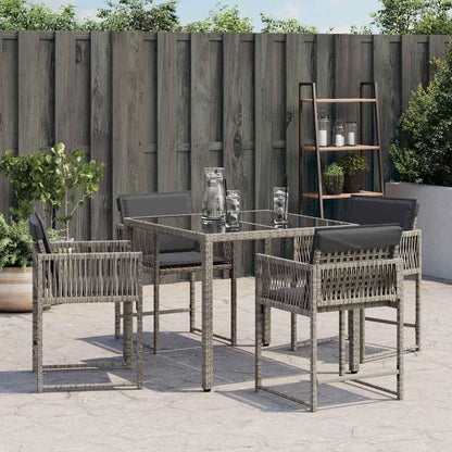 vidaXL Garden Chairs with Cushions 4 pcs Grey Poly Rattan