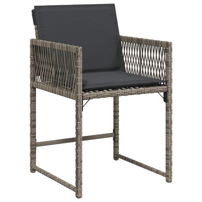 vidaXL Garden Chairs with Cushions 4 pcs Grey Poly Rattan