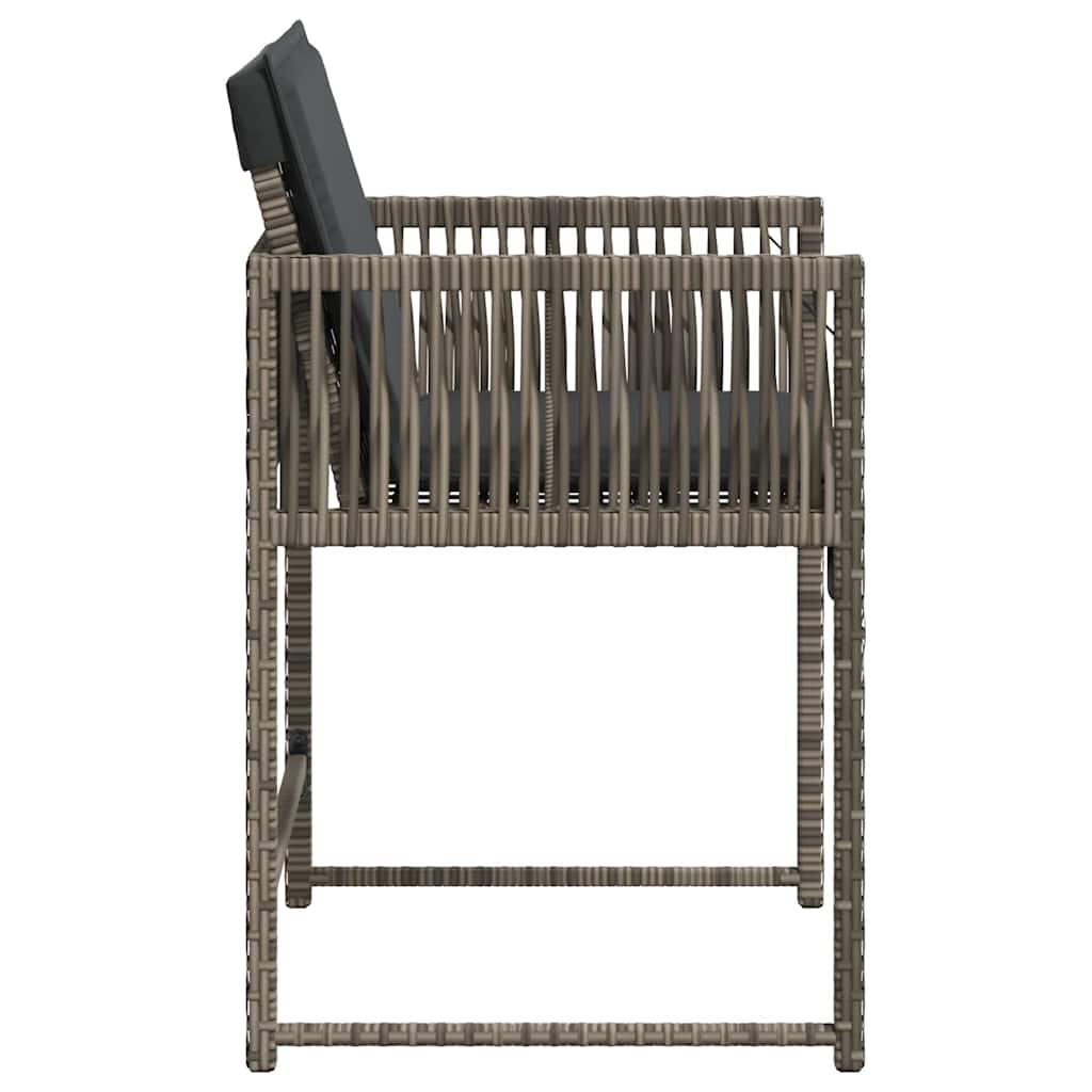 vidaXL Garden Chairs with Cushions 4 pcs Grey Poly Rattan