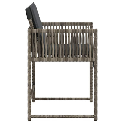 vidaXL Garden Chairs with Cushions 4 pcs Grey Poly Rattan
