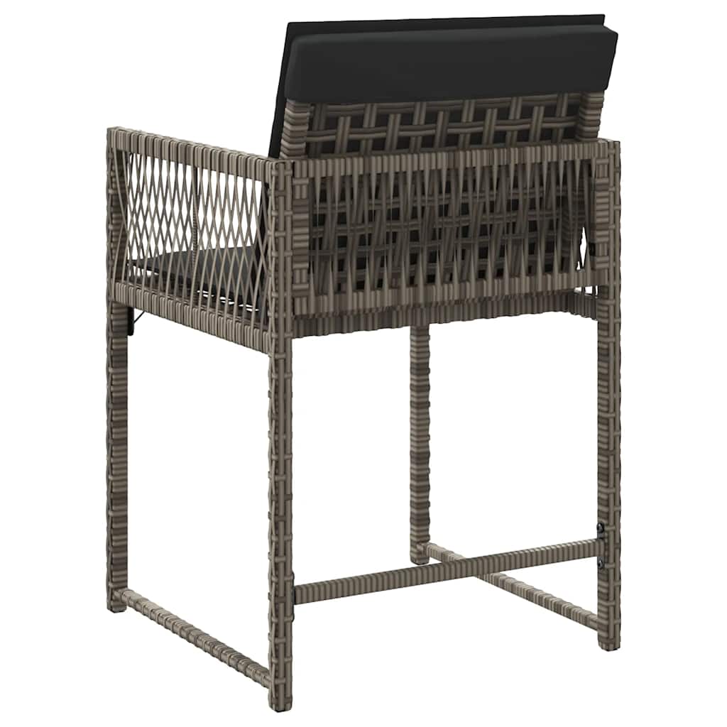 vidaXL Garden Chairs with Cushions 4 pcs Grey Poly Rattan
