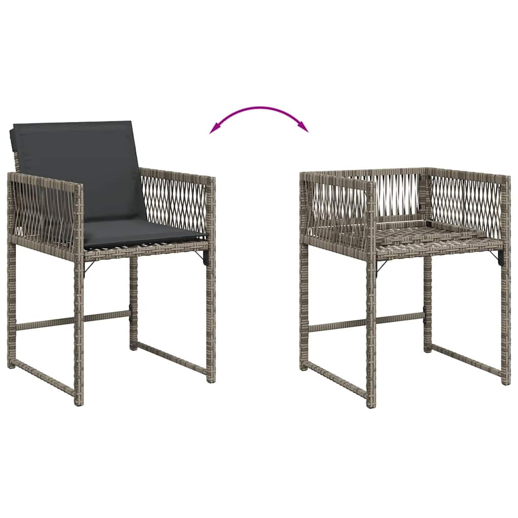 vidaXL Garden Chairs with Cushions 4 pcs Grey Poly Rattan