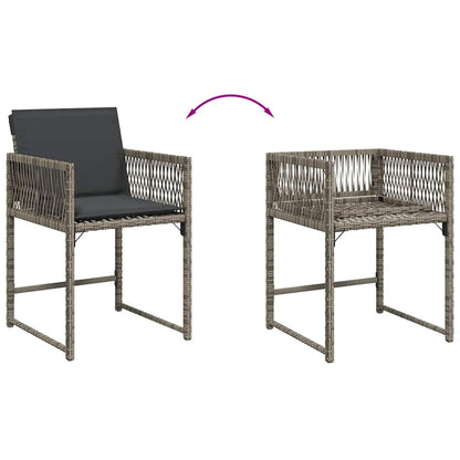 vidaXL Garden Chairs with Cushions 4 pcs Grey Poly Rattan