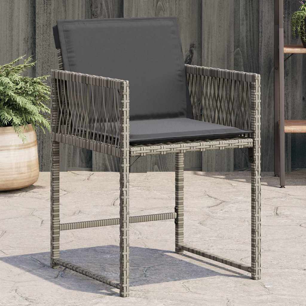 vidaXL Garden Chairs with Cushions 4 pcs Grey Poly Rattan