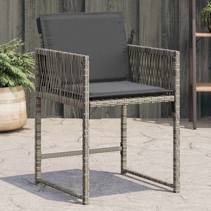 vidaXL Garden Chairs with Cushions 4 pcs Grey Poly Rattan