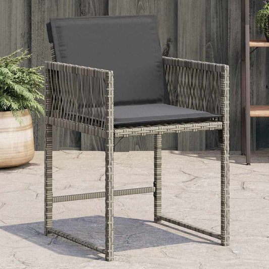 vidaXL Garden Chairs with Cushions 4 pcs Grey Poly Rattan