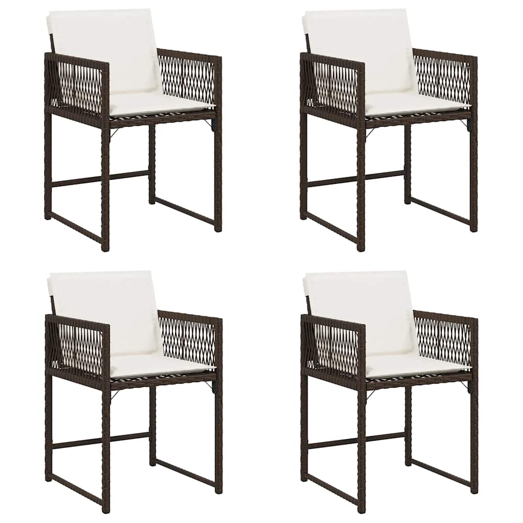 vidaXL Garden Chairs with Cushions 4 pcs Brown Poly Rattan