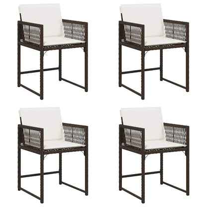 vidaXL Garden Chairs with Cushions 4 pcs Brown Poly Rattan