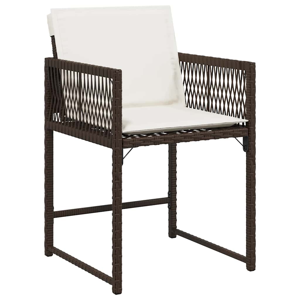 vidaXL Garden Chairs with Cushions 4 pcs Brown Poly Rattan