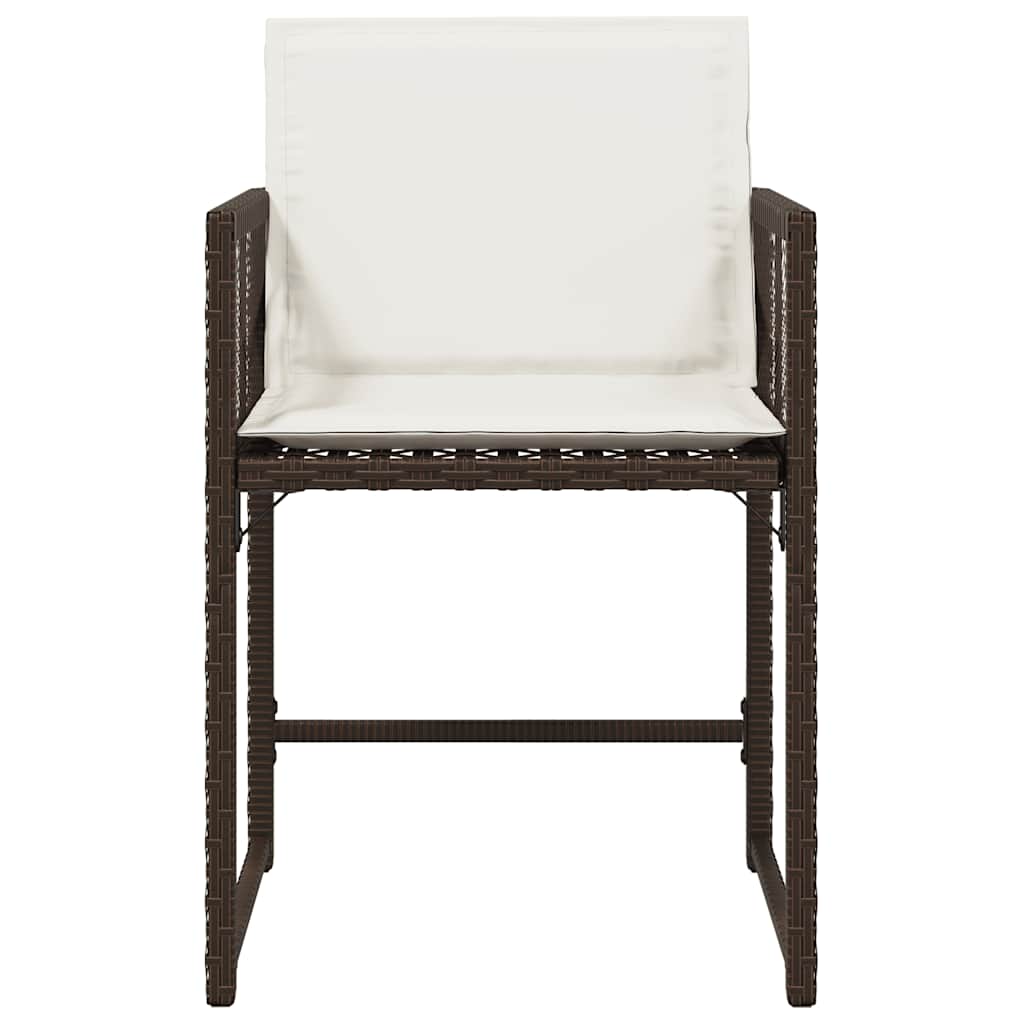vidaXL Garden Chairs with Cushions 4 pcs Brown Poly Rattan