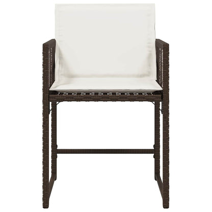 vidaXL Garden Chairs with Cushions 4 pcs Brown Poly Rattan