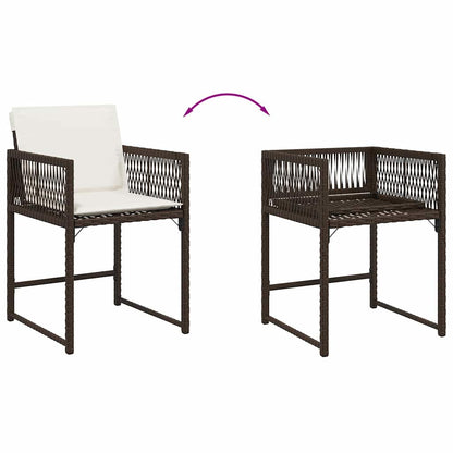 vidaXL Garden Chairs with Cushions 4 pcs Brown Poly Rattan