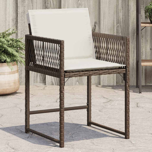 vidaXL Garden Chairs with Cushions 4 pcs Brown Poly Rattan