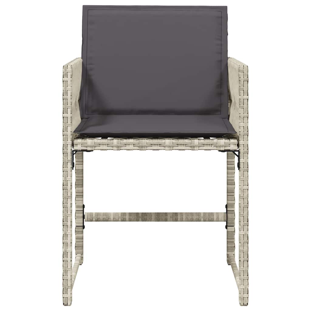 vidaXL Garden Chairs with Cushions 4 pcs Light Grey Poly Rattan