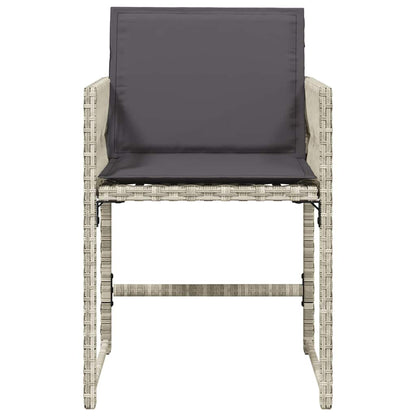 vidaXL Garden Chairs with Cushions 4 pcs Light Grey Poly Rattan