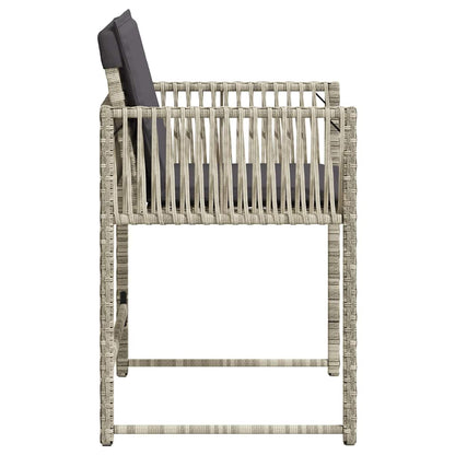 vidaXL Garden Chairs with Cushions 4 pcs Light Grey Poly Rattan