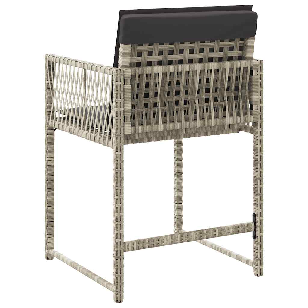 vidaXL Garden Chairs with Cushions 4 pcs Light Grey Poly Rattan
