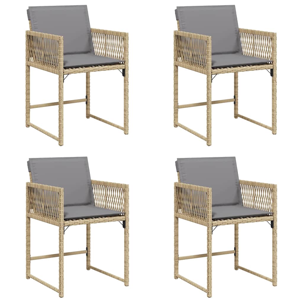 vidaXL Garden Chairs with Cushions 4 pcs Mix Beige Poly Rattan