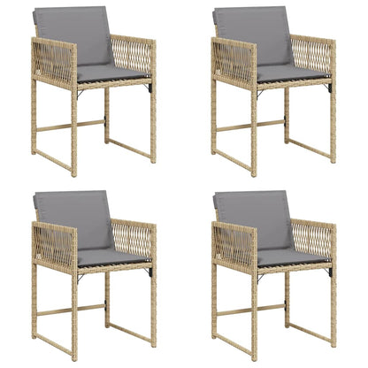 vidaXL Garden Chairs with Cushions 4 pcs Mix Beige Poly Rattan