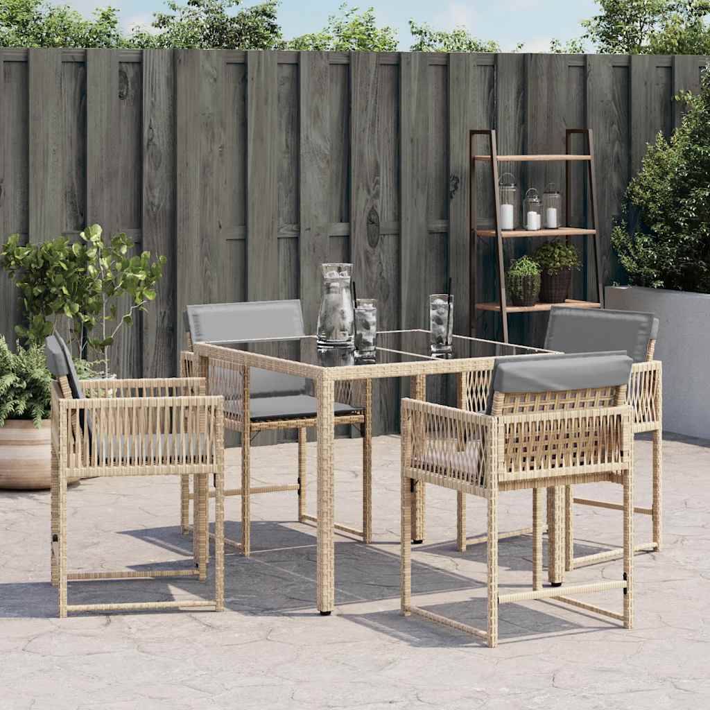 vidaXL Garden Chairs with Cushions 4 pcs Mix Beige Poly Rattan