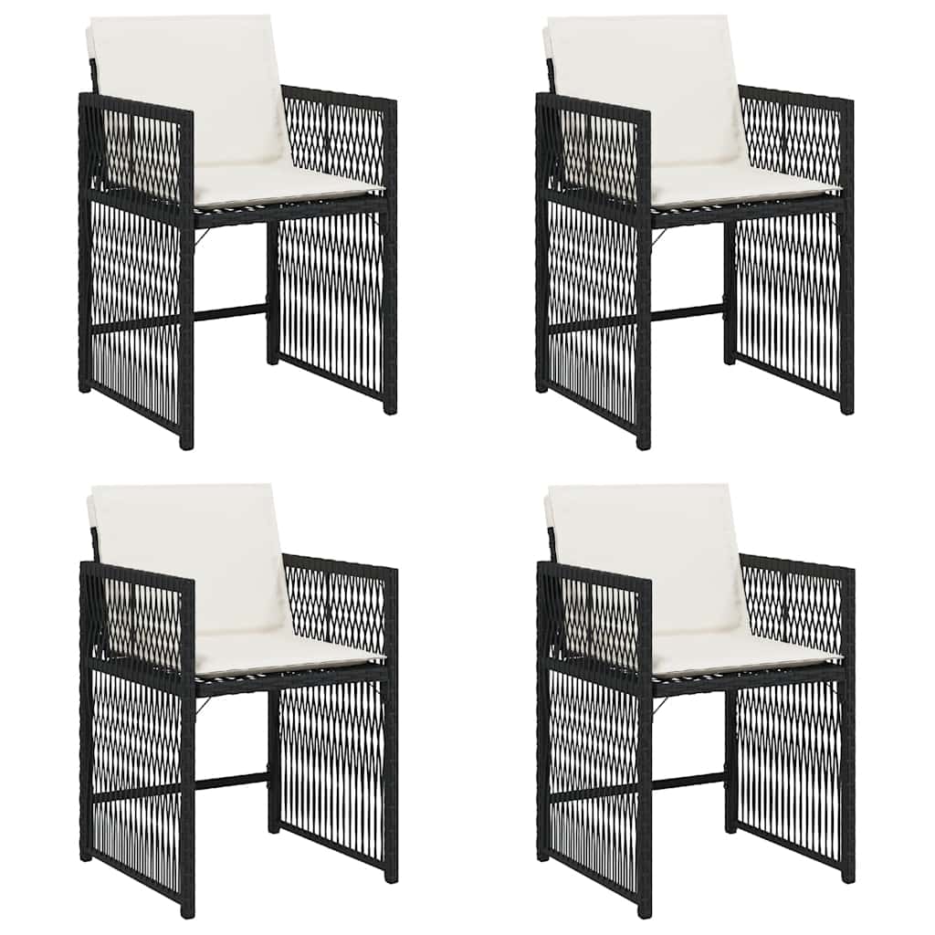 vidaXL Garden Chairs with Cushions 4 pcs Black Poly Rattan