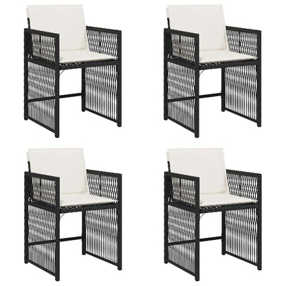 vidaXL Garden Chairs with Cushions 4 pcs Black Poly Rattan