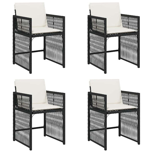 vidaXL Garden Chairs with Cushions 4 pcs Black Poly Rattan