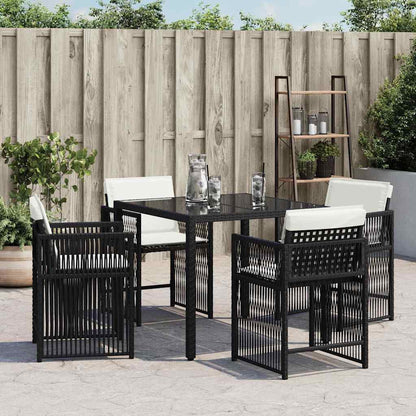 vidaXL Garden Chairs with Cushions 4 pcs Black Poly Rattan