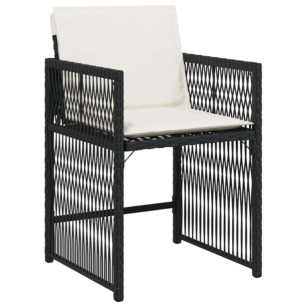 vidaXL Garden Chairs with Cushions 4 pcs Black Poly Rattan