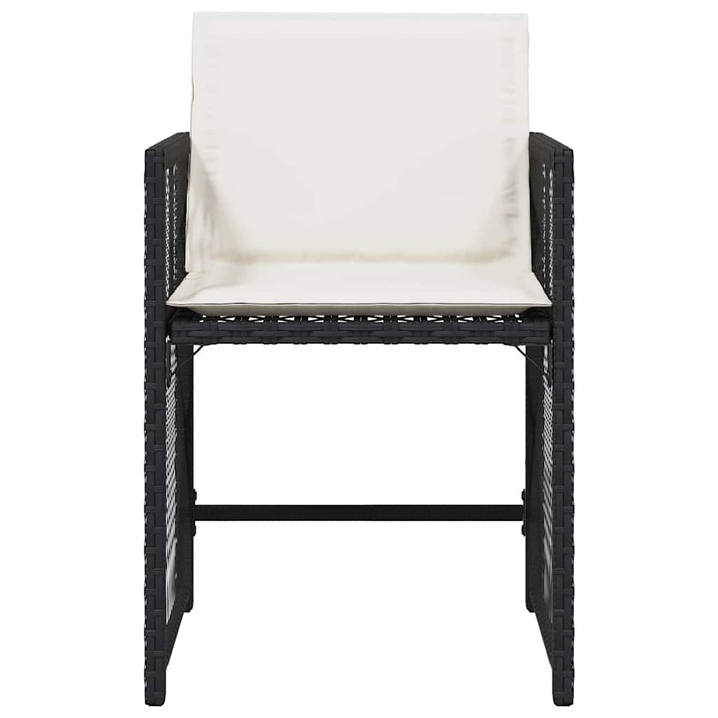 vidaXL Garden Chairs with Cushions 4 pcs Black Poly Rattan