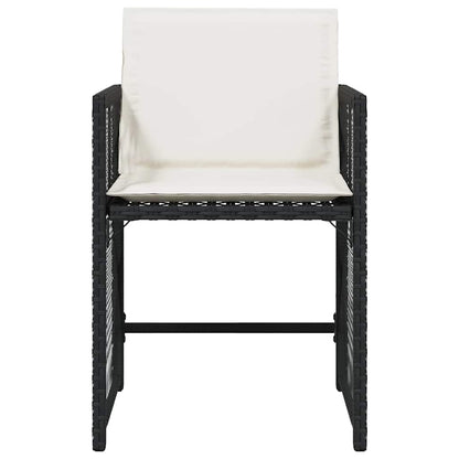 vidaXL Garden Chairs with Cushions 4 pcs Black Poly Rattan