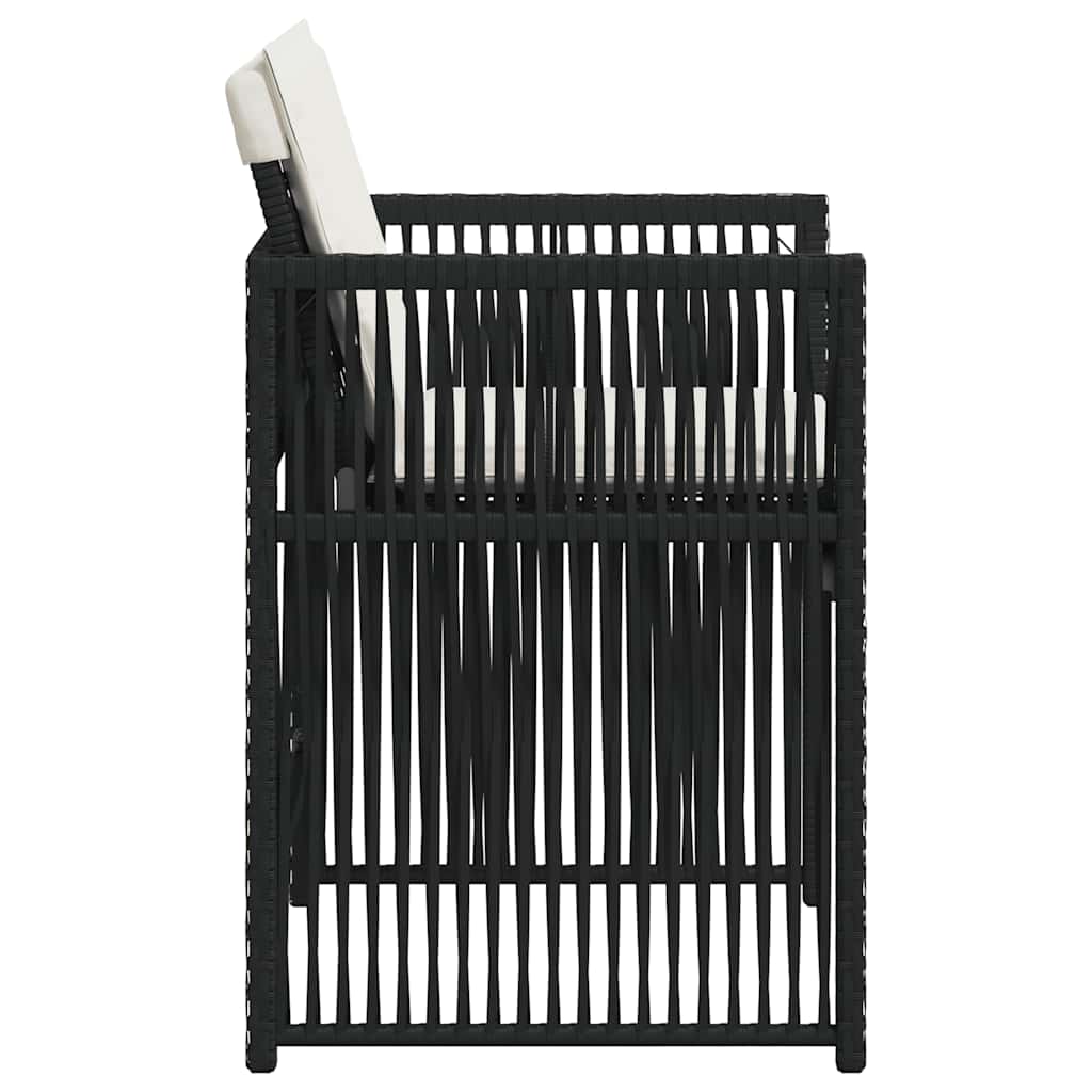 vidaXL Garden Chairs with Cushions 4 pcs Black Poly Rattan