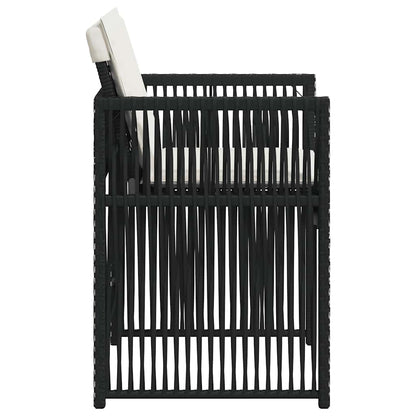 vidaXL Garden Chairs with Cushions 4 pcs Black Poly Rattan