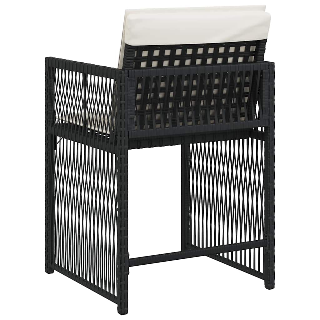 vidaXL Garden Chairs with Cushions 4 pcs Black Poly Rattan