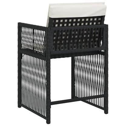 vidaXL Garden Chairs with Cushions 4 pcs Black Poly Rattan
