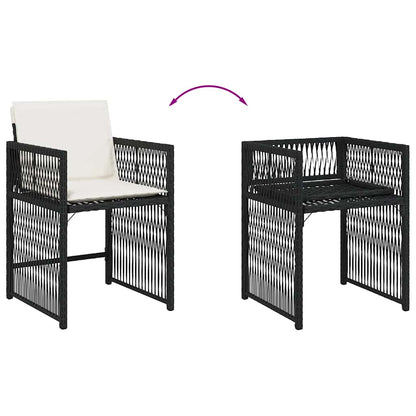 vidaXL Garden Chairs with Cushions 4 pcs Black Poly Rattan
